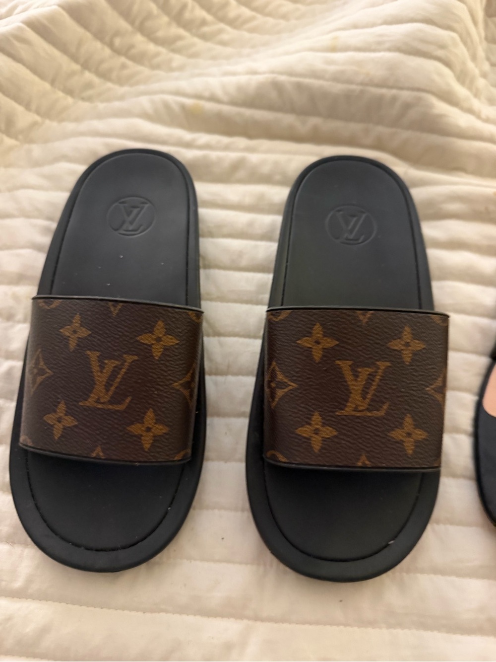 Louis Vuitton Men’s Monogram Brown & Black Slide Sandals